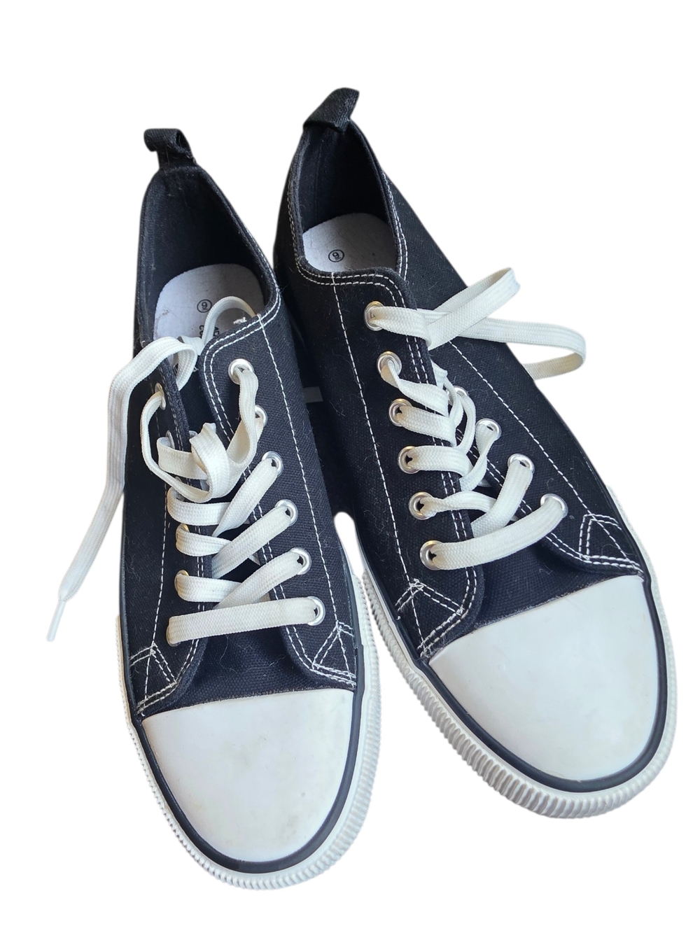 Ardene Black Canvas Low-Top Sneakers with White Accents